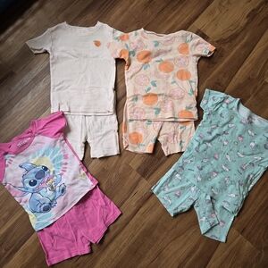 Kids Pajamas Set of 4 pairs 4T GUC Carter's cotton and Lilo & Stitch